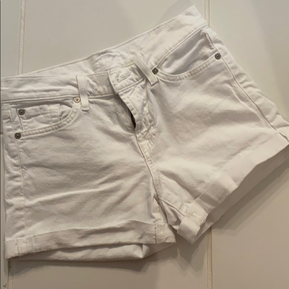 White denim shorts